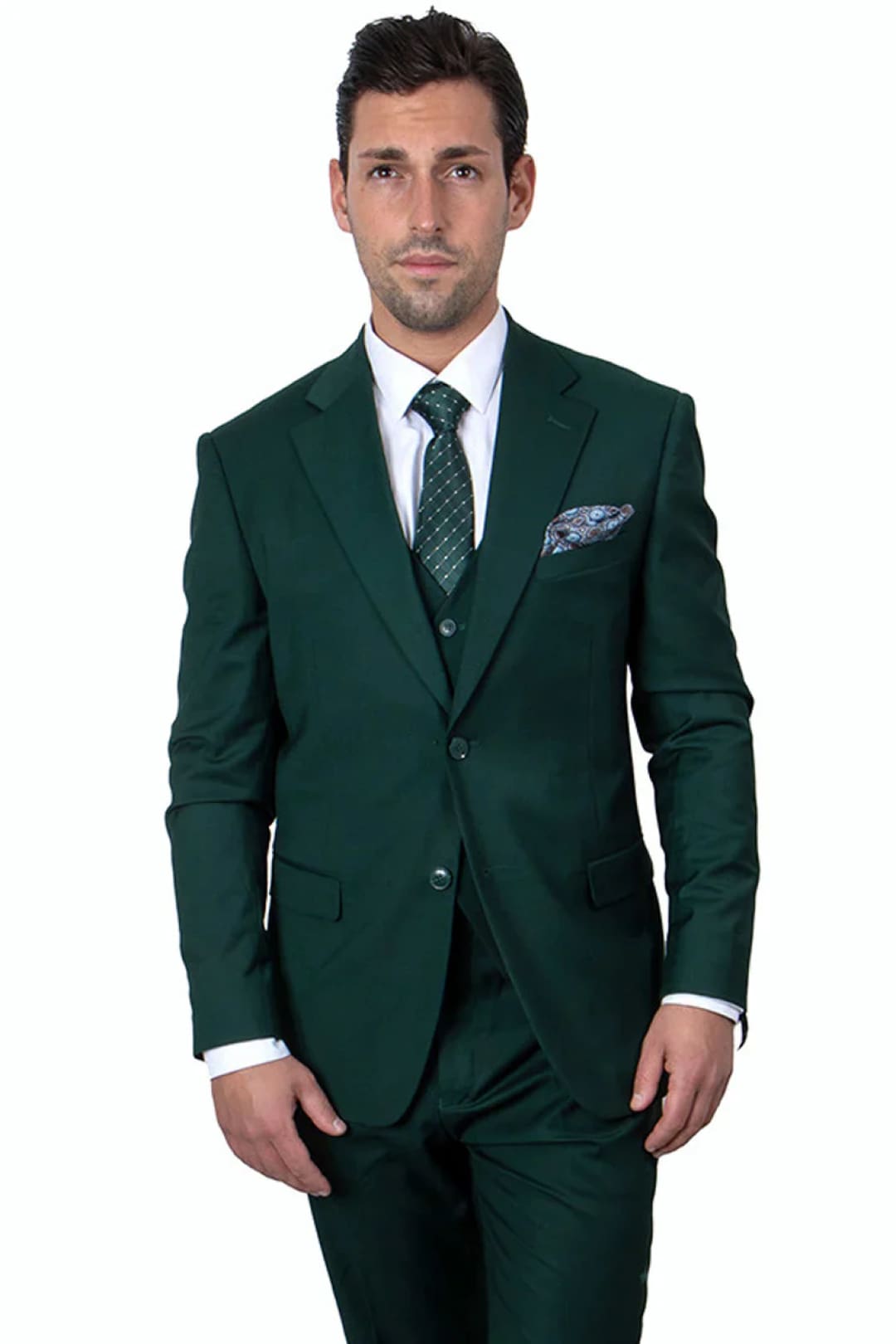 Hunter Green Groomsmen Suit for Men & Boys - Perfect for Weddings + Free Tie - Hunter Green / 36Regular - Suits