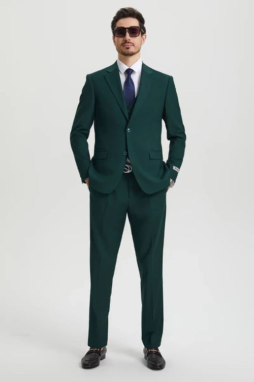 Hunter Green Groomsmen Suit for Men & Boys - Perfect for Weddings + Free Tie - Suits