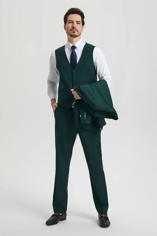 Hunter Green Groomsmen Suit for Men & Boys - Perfect for Weddings + Free Tie - Suits
