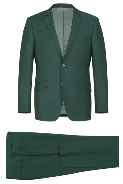 Hunter Green Slim Fit Groomsmen Suit for Men & Boys - Perfect for Weddings + Free Tie - Suits