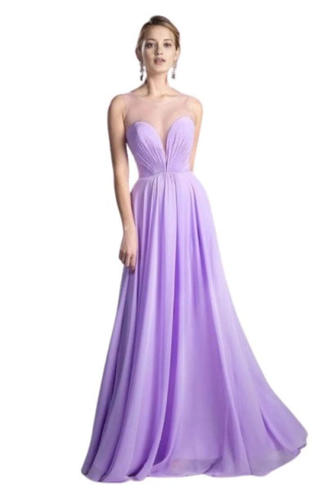 Illusion Neck Chiffon Dress 2025 Elegant A-Line Evening Gown - Lilac / 2 - Prom