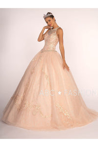 Illusion Sweetheart Glitter Ball Gown with Bolero by Elizabeth K GL2600 - Quinceanera Dresses