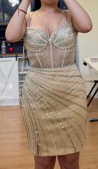 Cocktail V-Neck Beaded Sheath Prom Dress By Royal Queen RQ8152