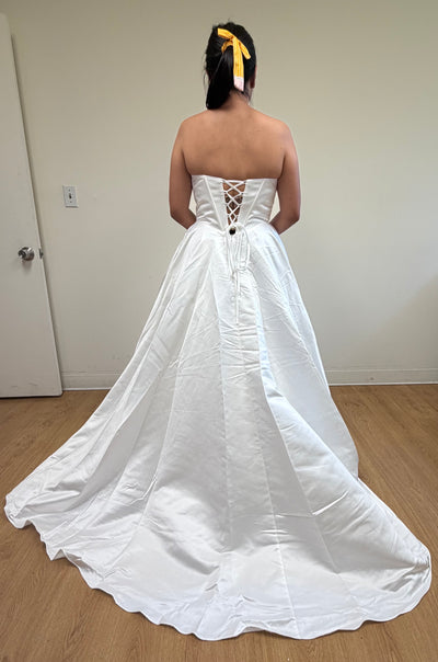 Strapless Corset Wedding Dress with Pockets Satin A-Line Bridal Gown by Amelia Couture 5080