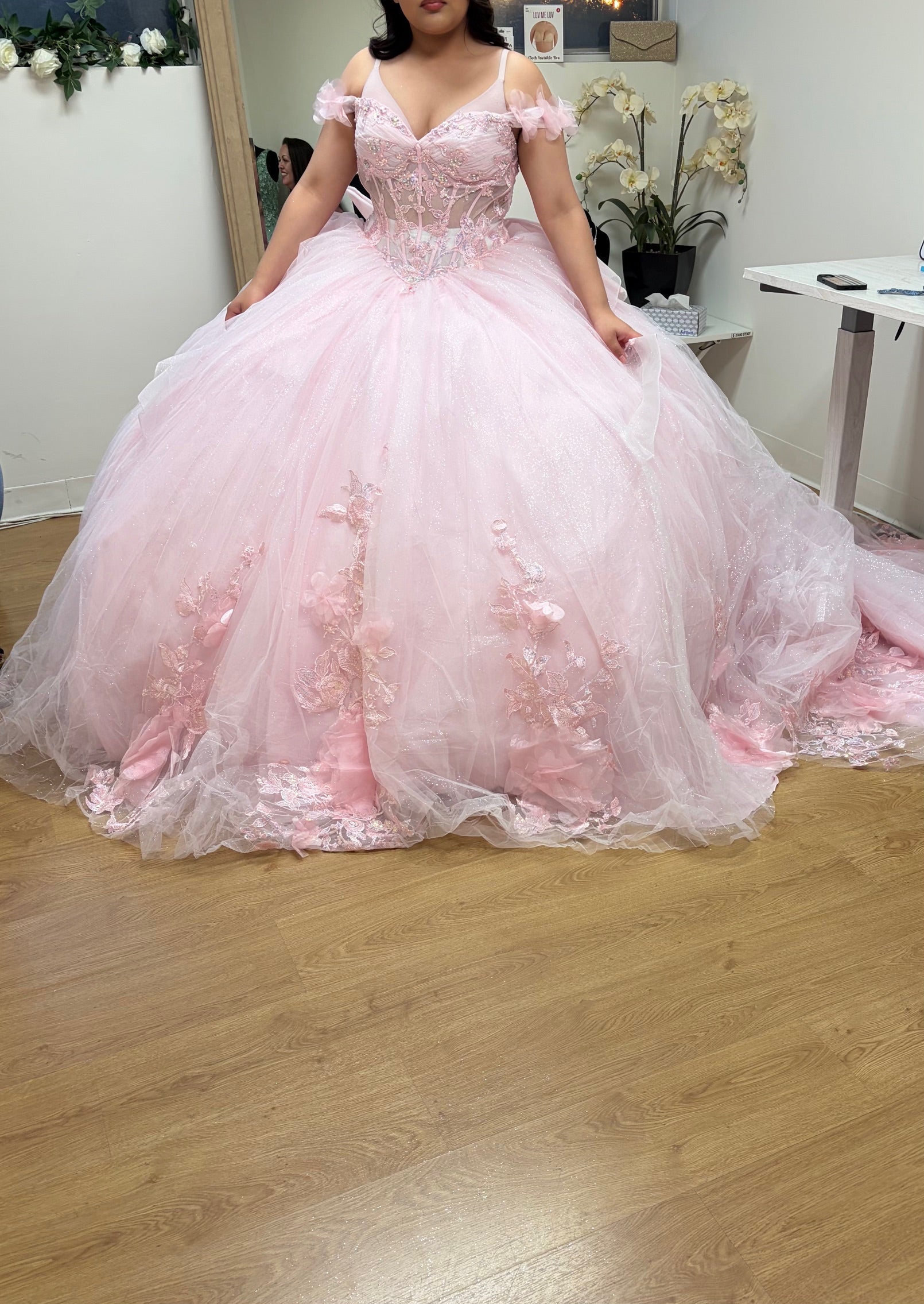 Layla K LK270 Off-Shoulder Floral Applique Ball Gown Quinceañera Dress-New Collection