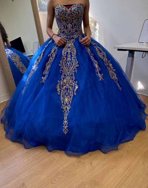 Sweet 16 Birthday Party Dress in Royal/Gold Style LK230 Ball Gown