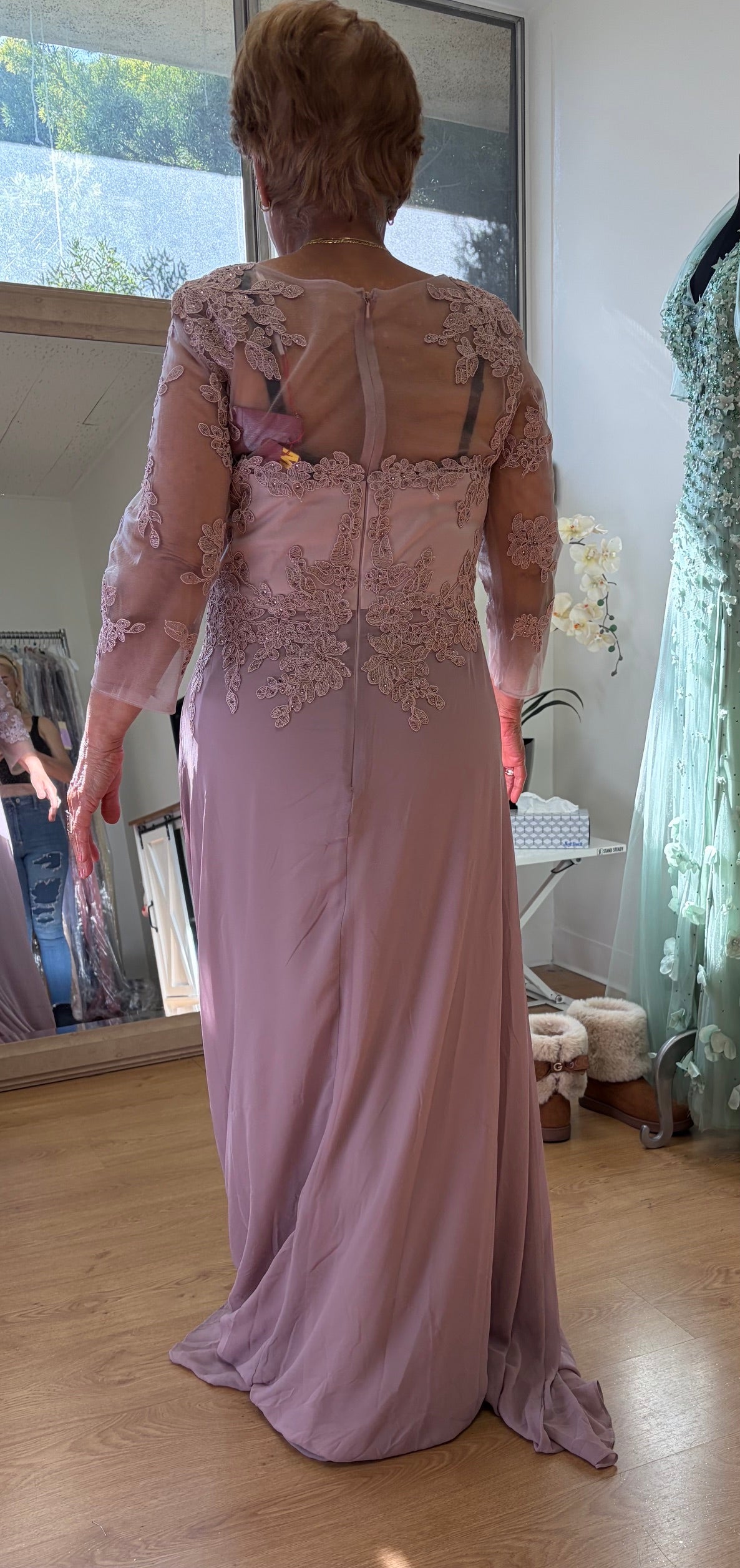 May Queen MQ1637 3/4 Sleeves Long Plus Size Mother Of Bride Dress