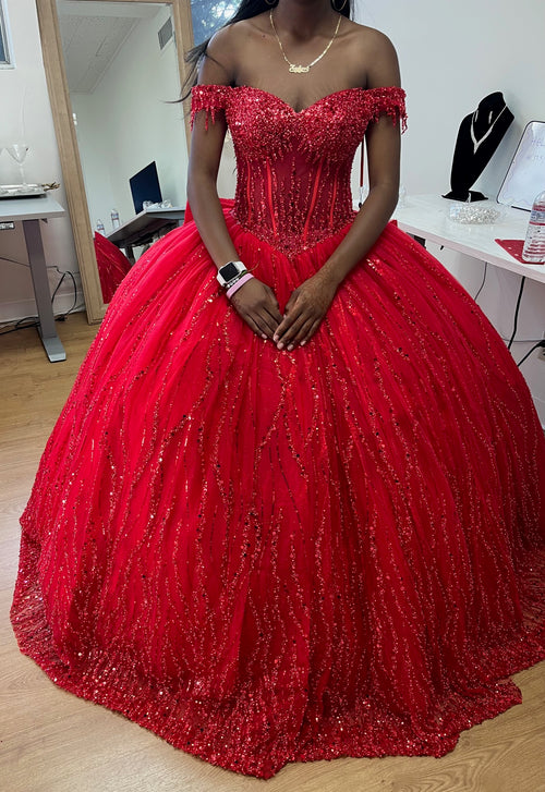 Sweet 16 Birthday Party Dress in Red by LK264 Ball Gown