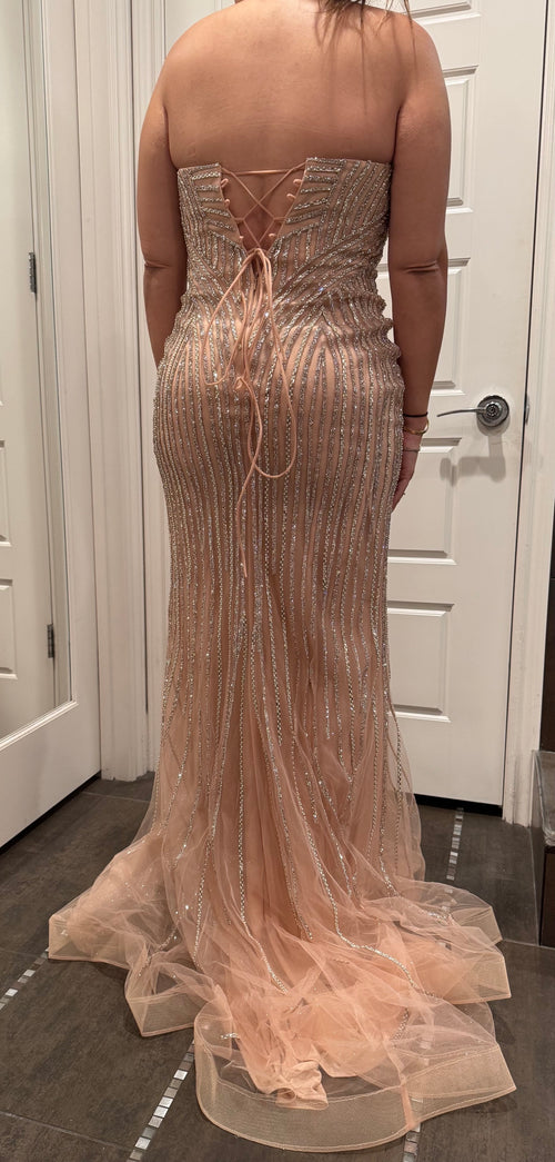 Strapless Beaded Prom Dress with Sweetheart Neckline & Lace-Up Back by Royal Queen RQ8225