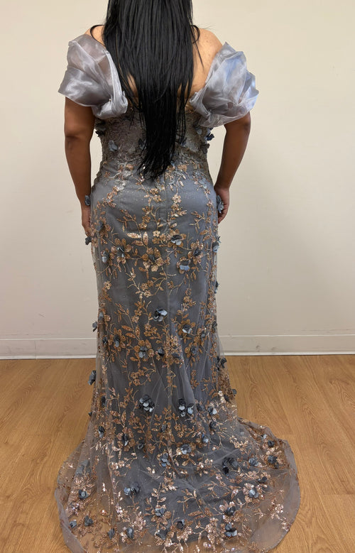 Charcoal/Gold Quinceanera Mom Dresses Mother of the Quince Gowns