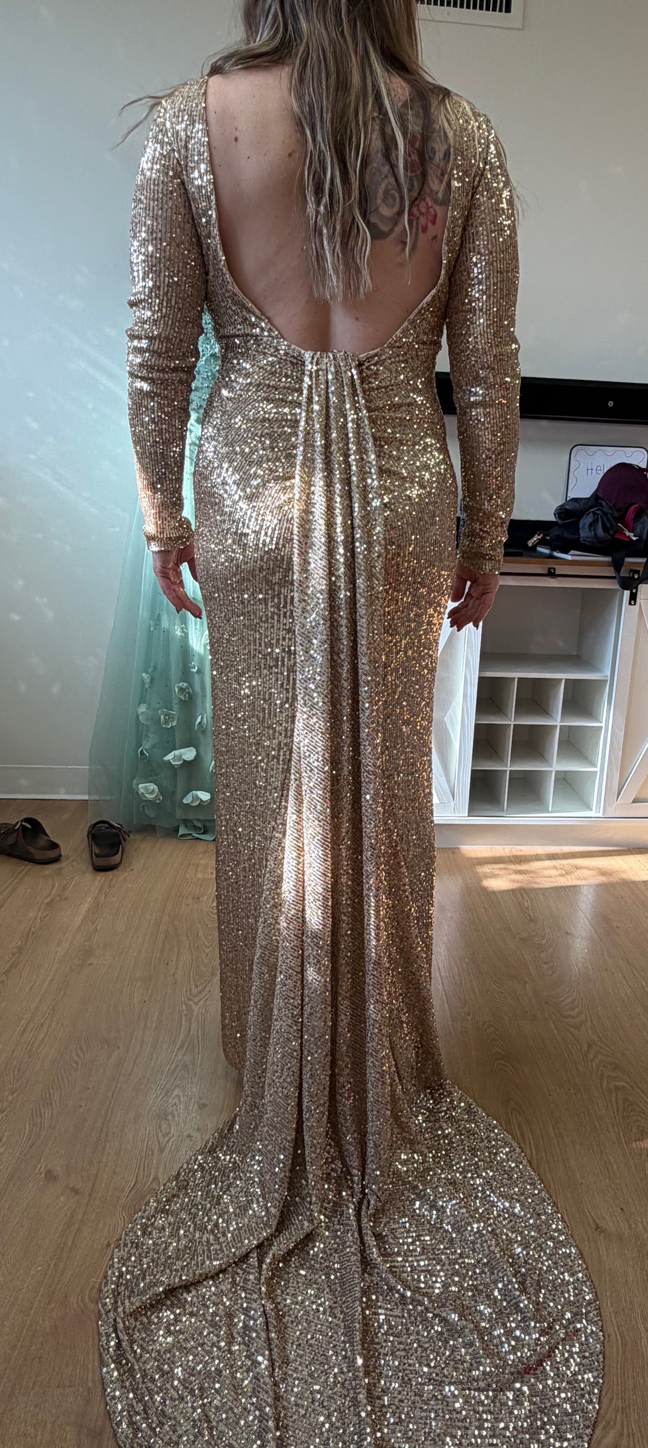 Gold Christmas & Holiday Dress In Satin By RQ7795