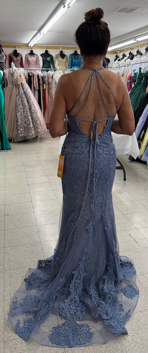 Sleeveless Glitter Mermaid Gala Gown