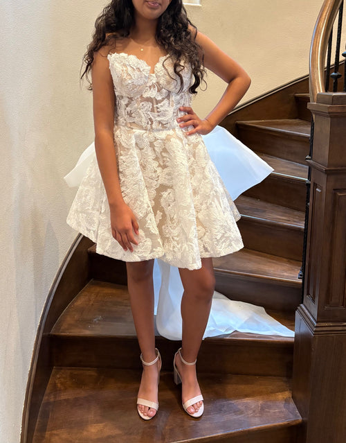 Nox Anabel JQ1017 Strapless Short Lace Prom Dress