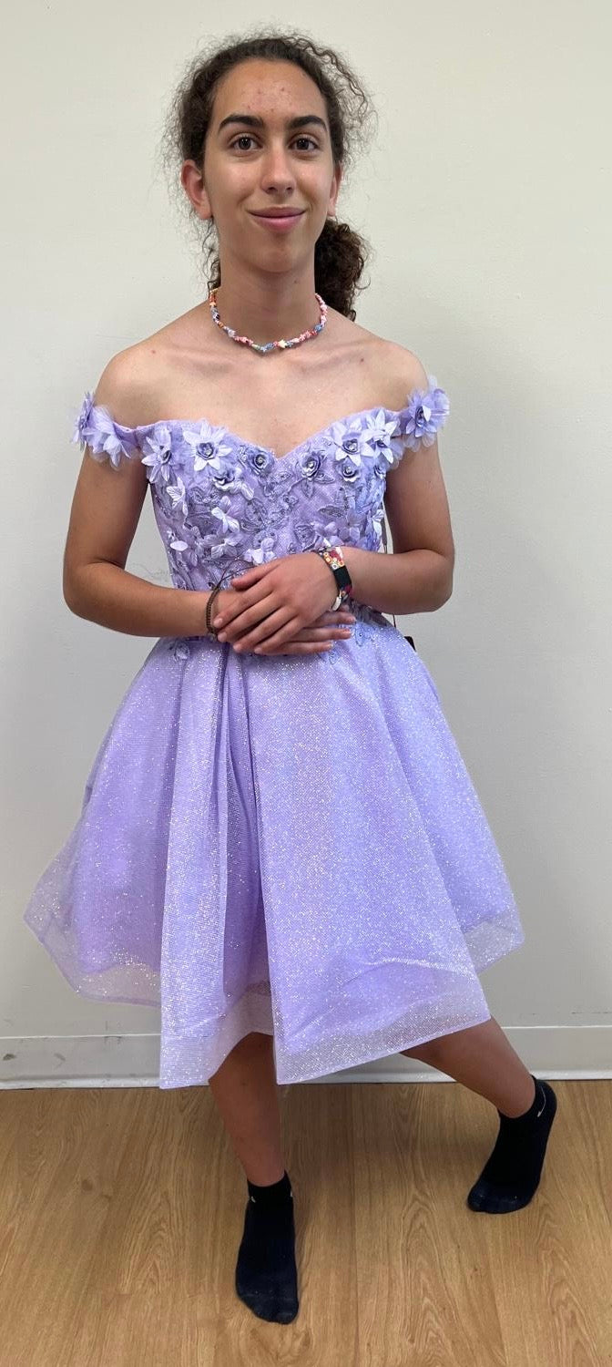Off Shoulder Short Prom Dress A-Line Corset Lace Back Homecoming Dress By May Queen MQ1854