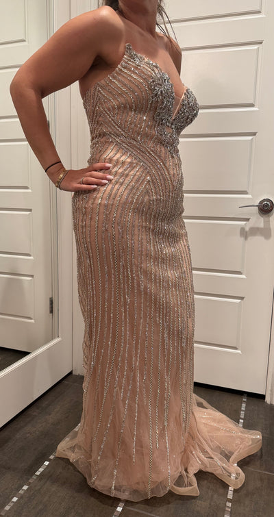 Strapless Beaded Prom Dress with Sweetheart Neckline & Lace-Up Back by Royal Queen RQ8225