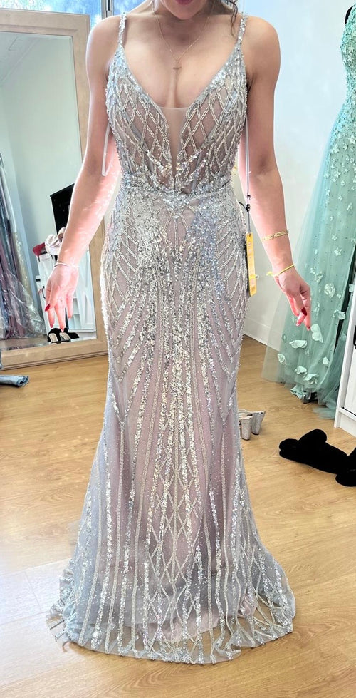Long Evening Dress Sleeveless Mesh Gala Gown By Royal Queen RQ8149