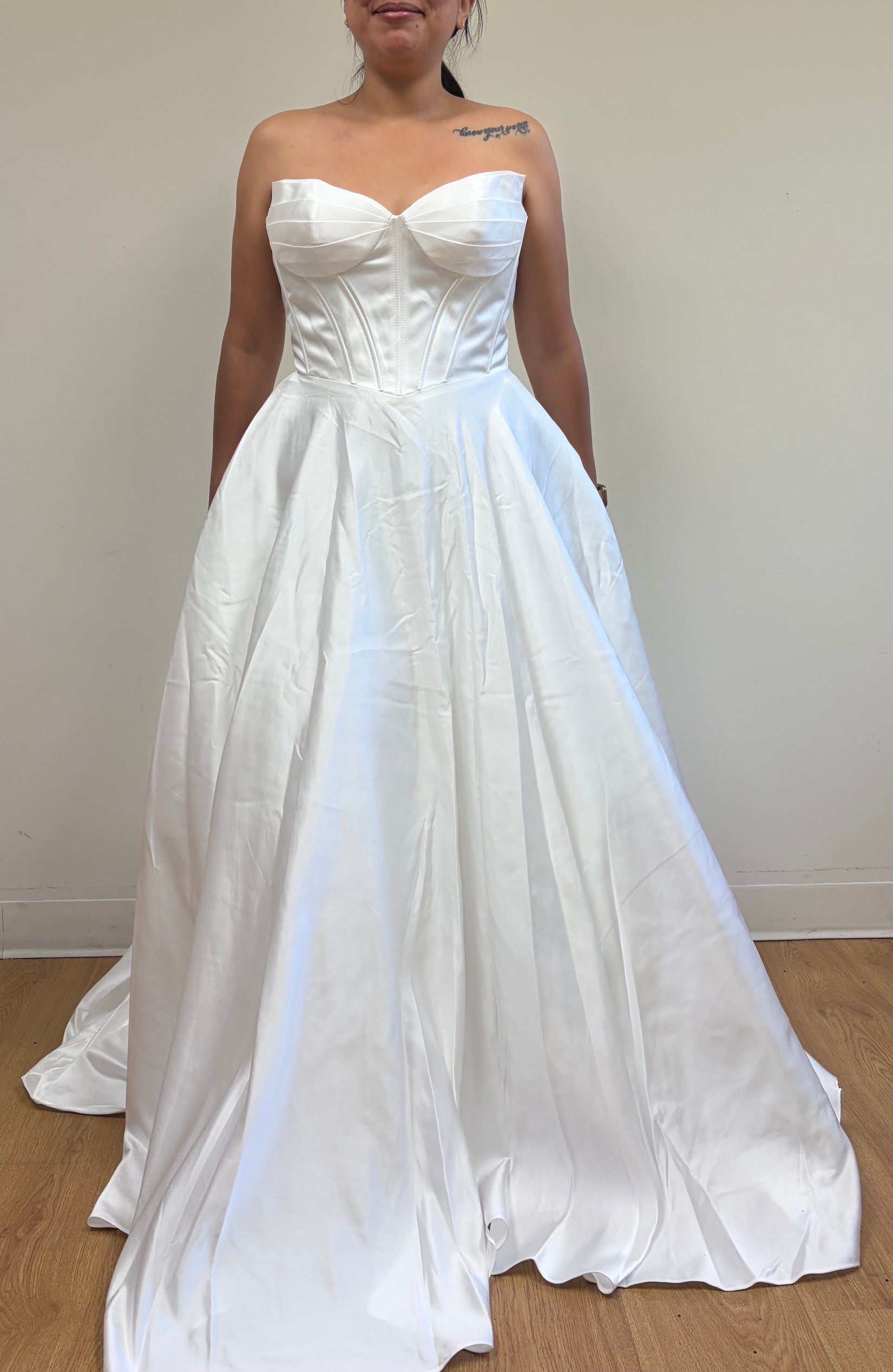 Strapless Corset Wedding Dress with Pockets Satin A-Line Bridal Gown by Amelia Couture 5080