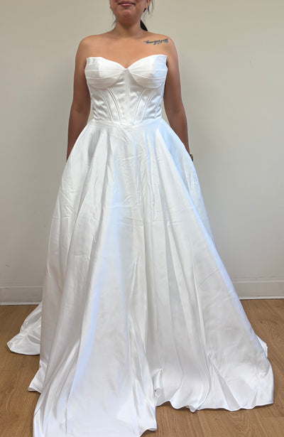 Strapless Corset Wedding Dress with Pockets Satin A-Line Bridal Gown by Amelia Couture 5080