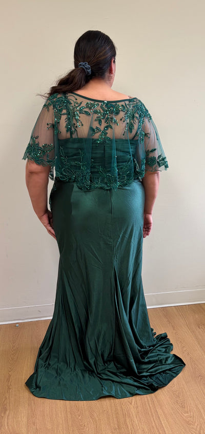 Plus Size Sequin Mermaid Mother of the Bride Gown with Sweetheart Neckline & Side Slit By May Queen MQ2173B