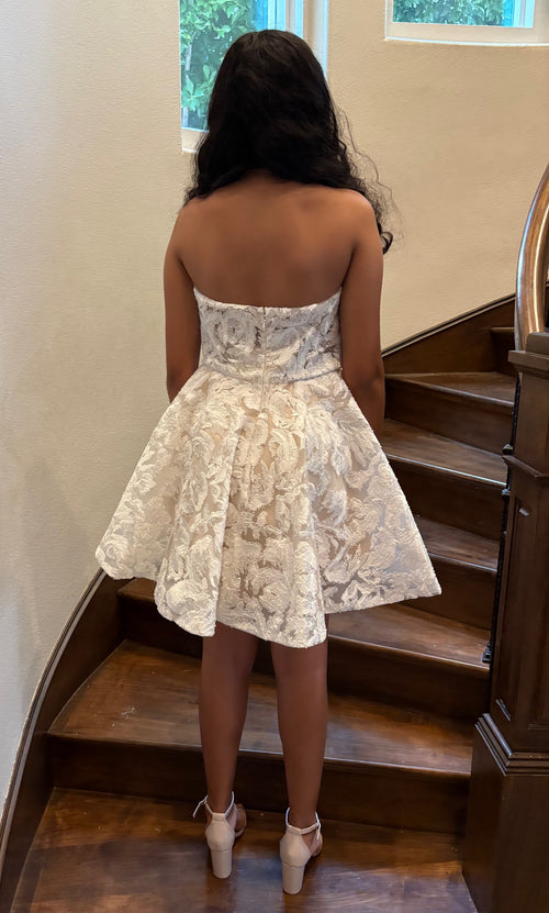 Nox Anabel JQ1017 Strapless Short Lace Prom Dress