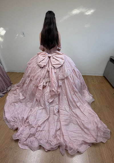 Layla K LK281 Off-Shoulder Ball Gown with Corset Bodice & Glitter Tulle Skirt