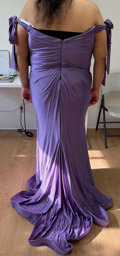 Prom Dress Stretchy Off The Shoulder Plus Size Gown By May Queen MQ1858B