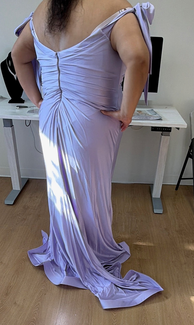 May Queen MQ1858 Stretchy Ruched Off The Shoulder Prom Dress