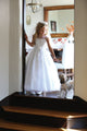 Girls Pageant Dress with Illusion Neckline, Lace Appliques & Tulle Skirt Lace-Up Back By AG5205