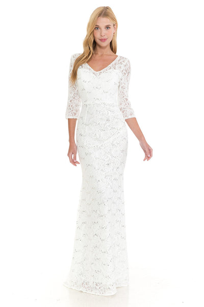 Lenovia 5223 Sequin Embellished Lace Fitted Sweetheart Dress