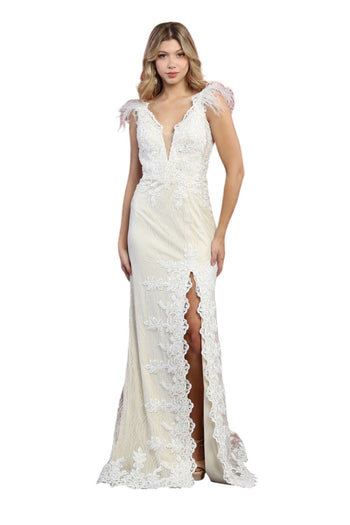 Feather Wedding Formal Gown - Dress