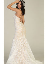Ivory Floral Mermaid Wedding Gown