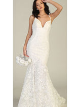 Ivory Floral Mermaid Wedding Gown