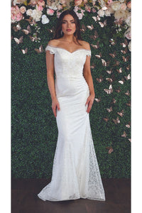 Ivory Off-Shoulder Bridal Dress - Dress