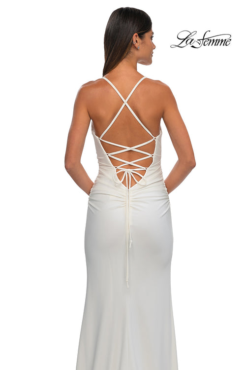 La Femme 32851 Sleeveless Rhinestone Accented Prom Gown