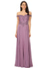 Off The Shoulder Prom Long Dresses - MAUVE / 6