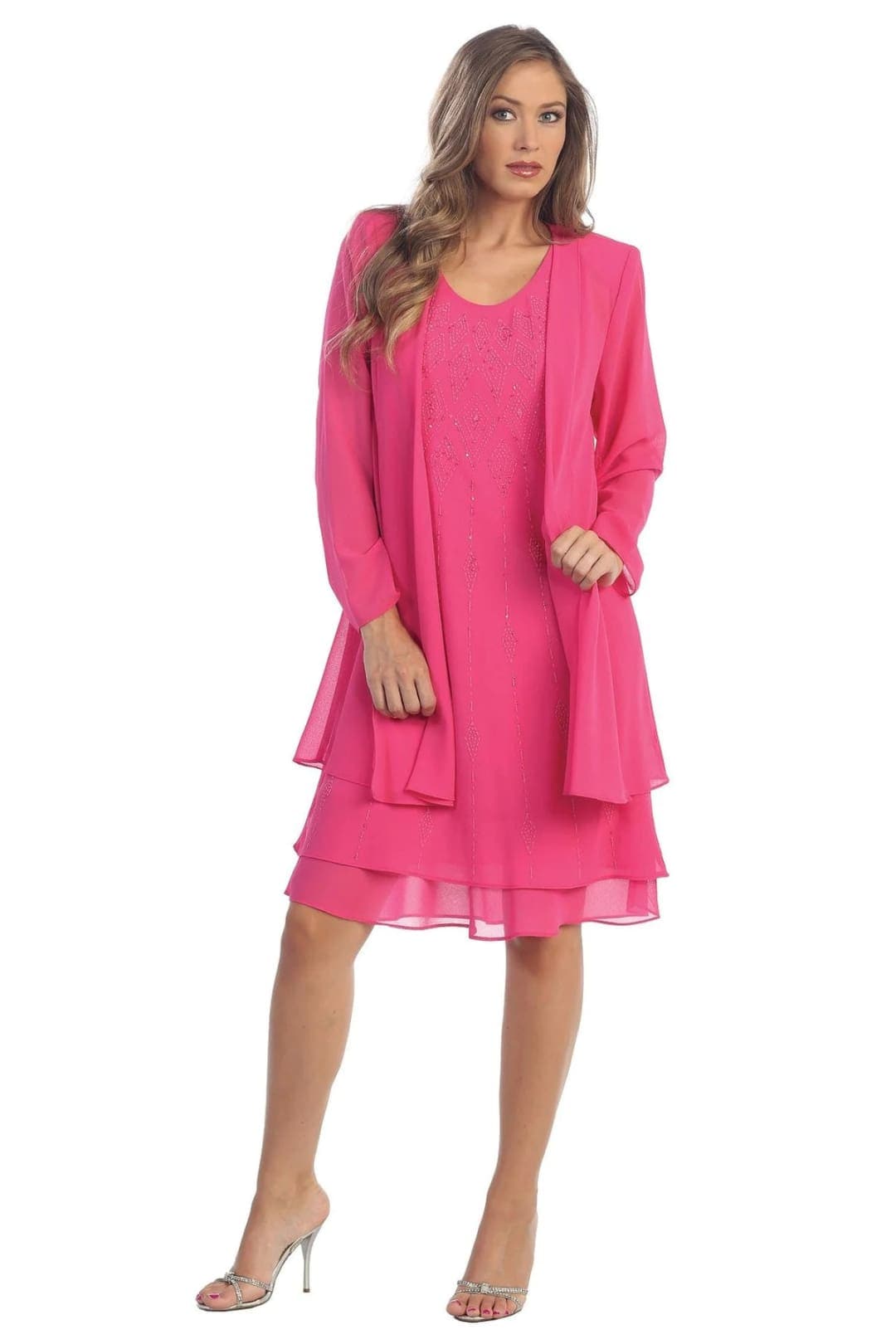 Mother of the Bride Dresses Short - FUCHSIA / M