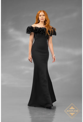 Terani Couture J4642L Formal Off-Shoulder Ruffled Long Evening Premium Dress