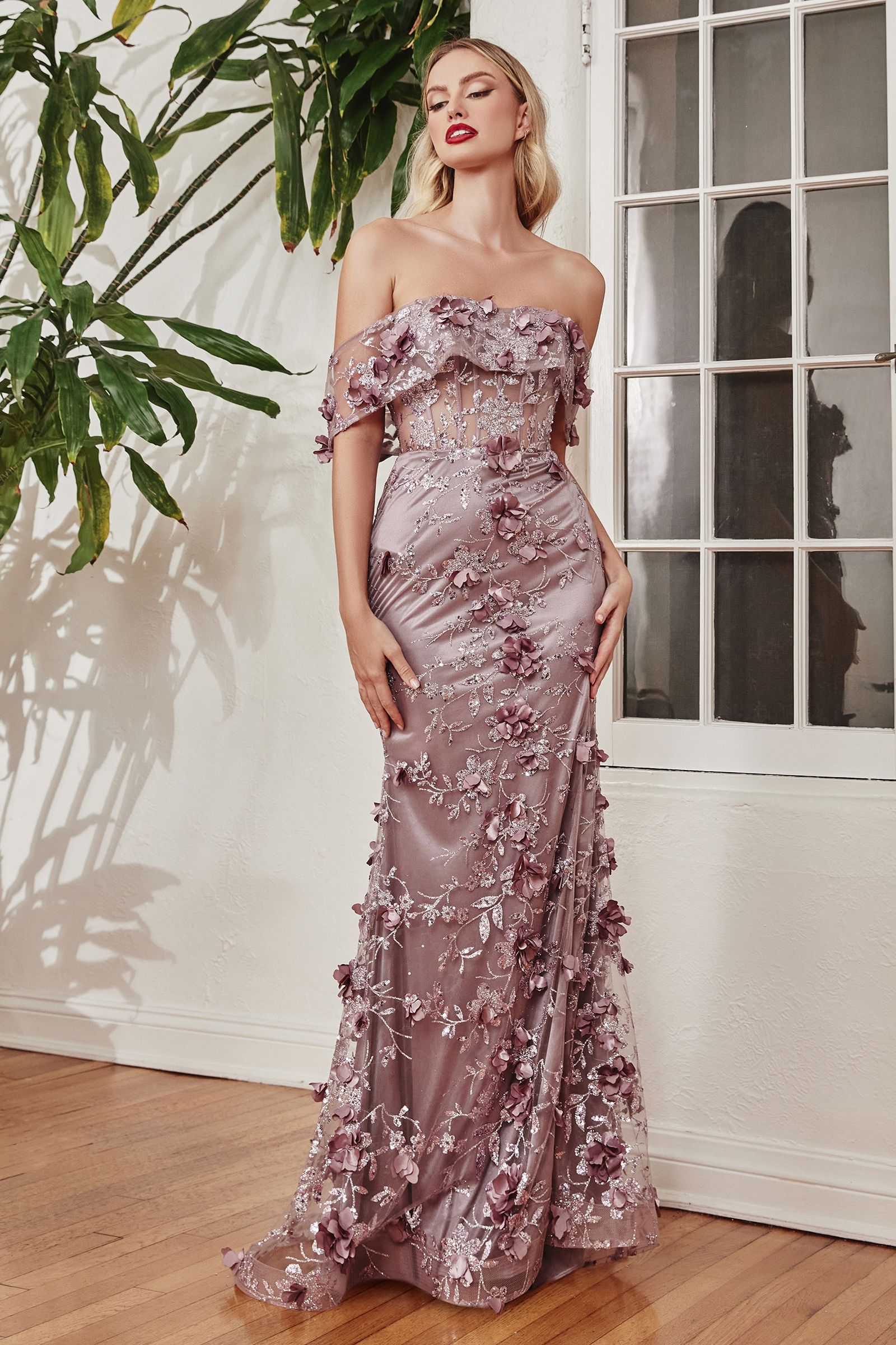Ladivine J832 - Vestido de noche formal con apliques de ilusión - Nueva colección