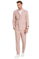 Traje de verano para hombre, entallado, cruzado, en tonos pastel, con raya diplomática rosa rosa