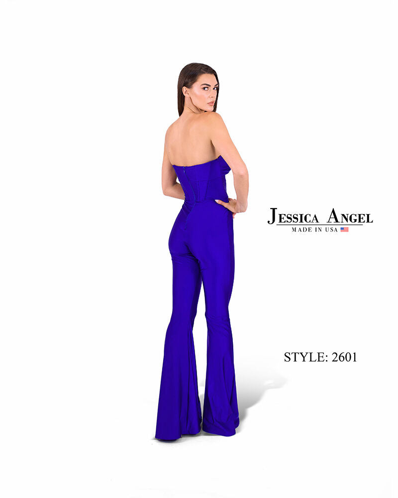 Royal Blue Strapless Sweetheart Fitted Flare Formal Wide-Leg Jumpsuit by Jessica Angel 2601