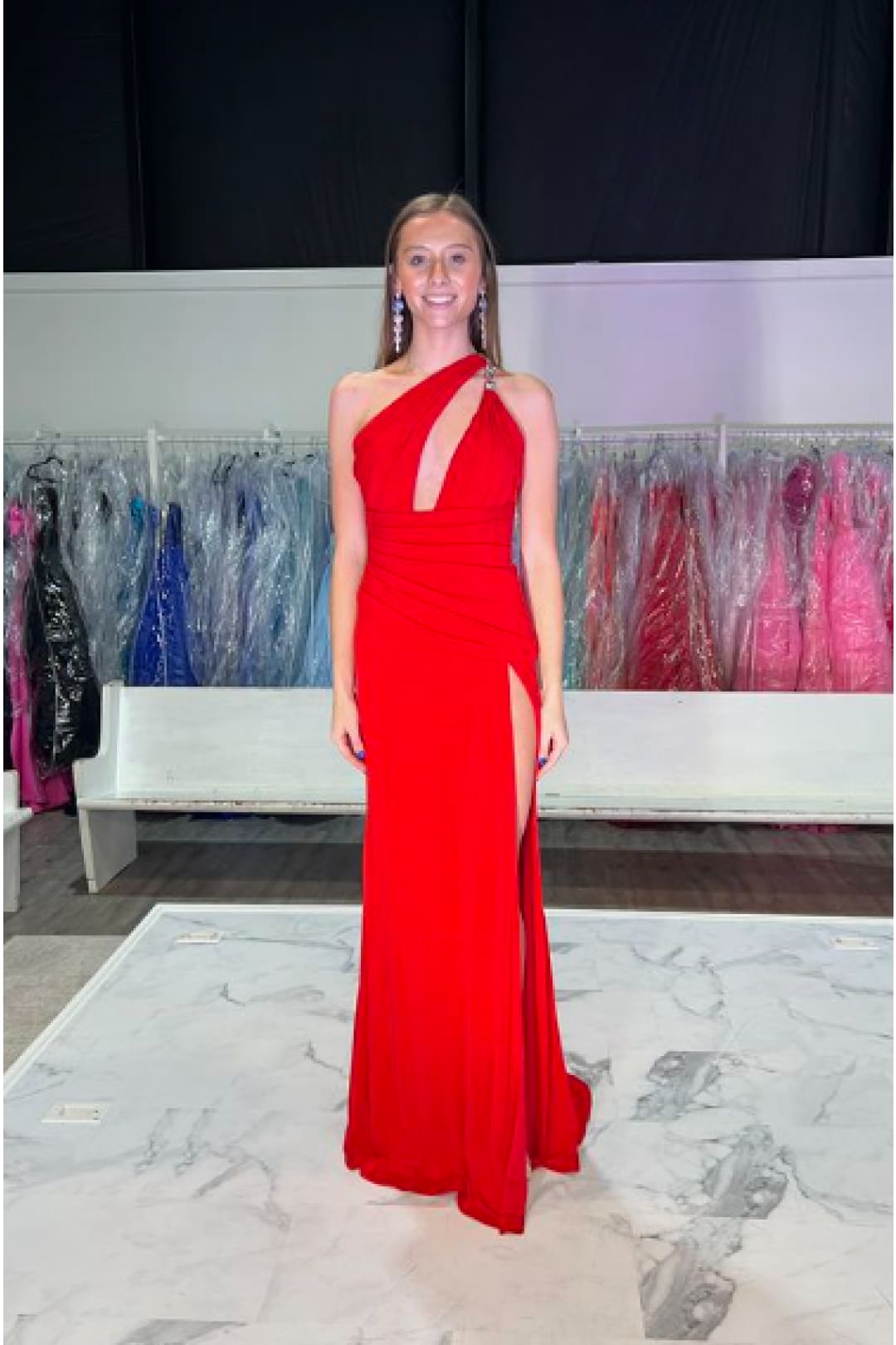 Jersey Fitted One Shoulder Slit Gown by Jovani 02543 - Long Formal Dresses