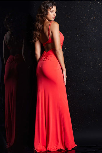 Jersey Fitted One Shoulder Slit Gown by Jovani 38309 - Long Formal Dresses