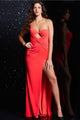 Jersey Fitted One Shoulder Slit Gown by Jovani 38309 - 00 / Coral - Long Formal Dresses