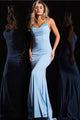Jersey Fitted Sleeveless Gown by Jovani 23201 - 00 / Light Blue - Long Formal Dresses