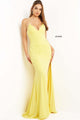 Jersey Fitted Sleeveless Slit Gown by Jovani 08153 - 00 / Yellow - Long Formal Dresses