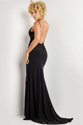 Jersey Fitted Sleeveless Slit Gown by Jovani 37086 - Long Formal Dresses