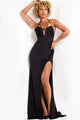 Jersey Fitted Sleeveless Slit Gown by Jovani 37086 - 00 / Black - Long Formal Dresses