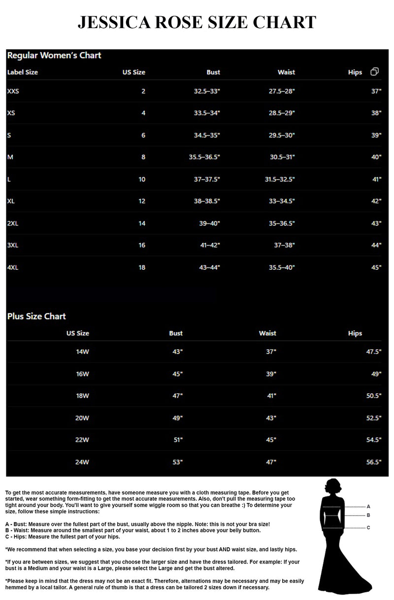Jessica Rose Size Chart