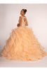 Jeweled Cap Sleeve Ball Gown with Layered Skirt by Elizabeth K GL1600 - Quinceanera Dresses