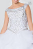 Jeweled Cap Sleeve Ball Gown with Layered Skirt by Elizabeth K GL1600 - Quinceanera Dresses